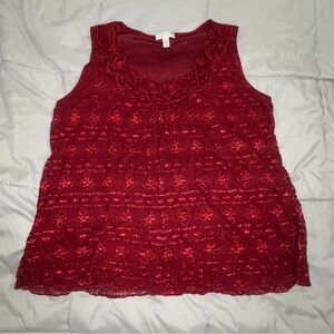Dressbarn Red Ruffled Lined Top